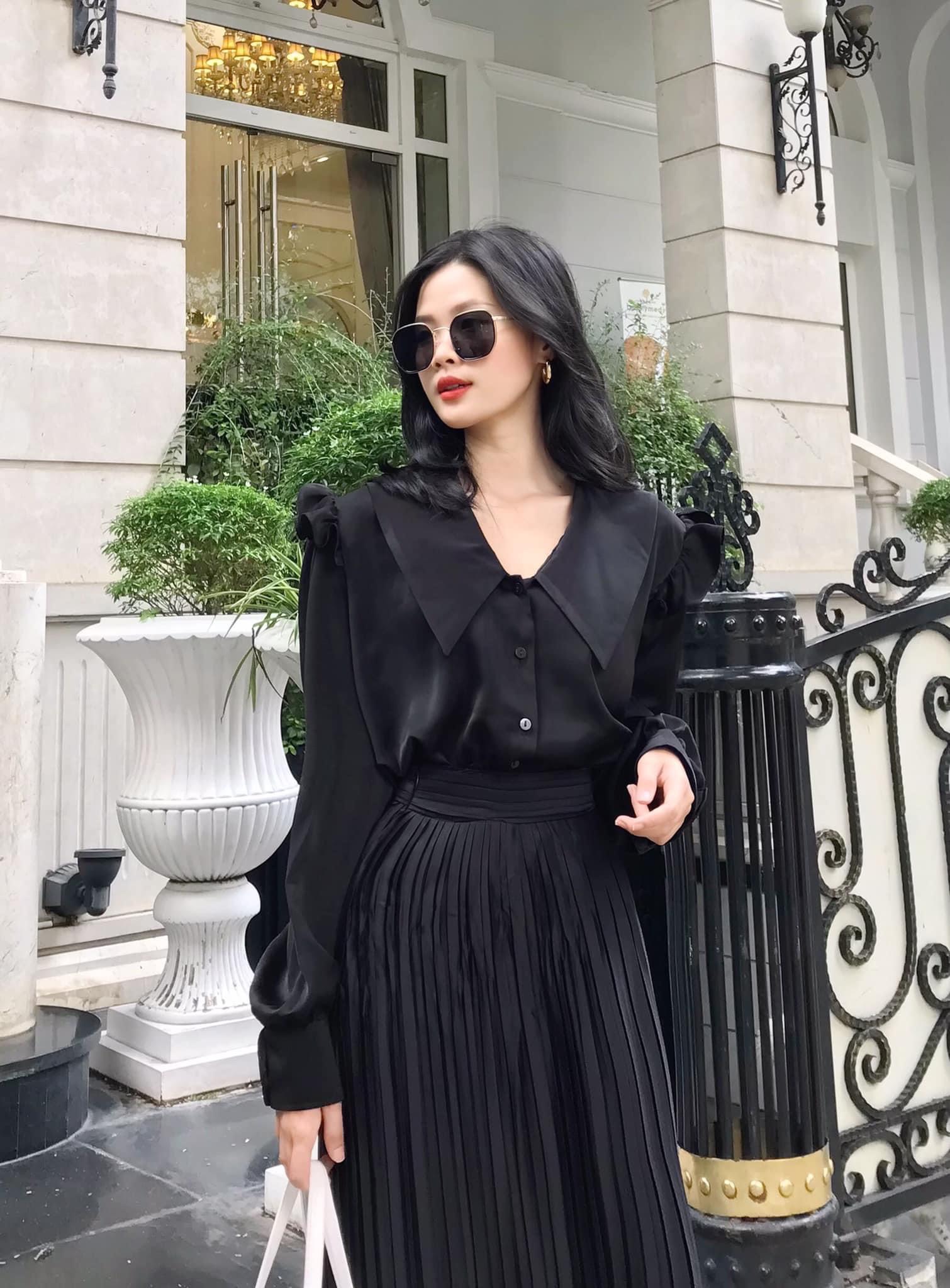 VELLE DESIGN áo sơ mi lụa nhung Layla, chất lụa nhung mượt mát không nhăn