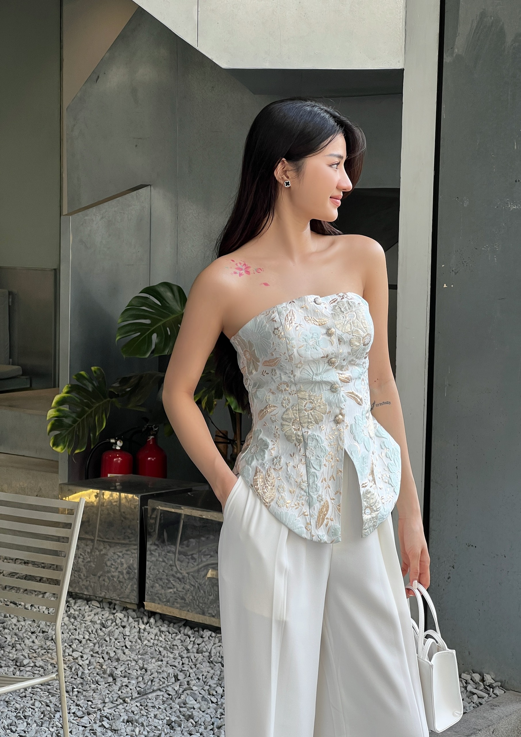 VELLE DESIGN Áo cup ngực Loly gấm tafta hongkong