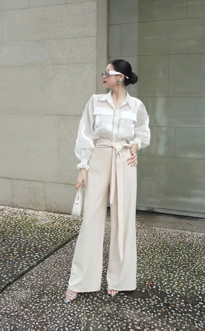 VELLE DESIGN áo sơ mi Maly chất liệu lụa tơ organza
