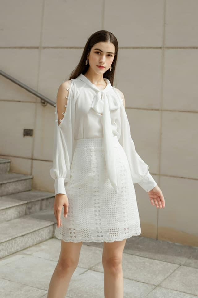VELLE DESIGN Chân váy Noa chất ren cotton dày dặn