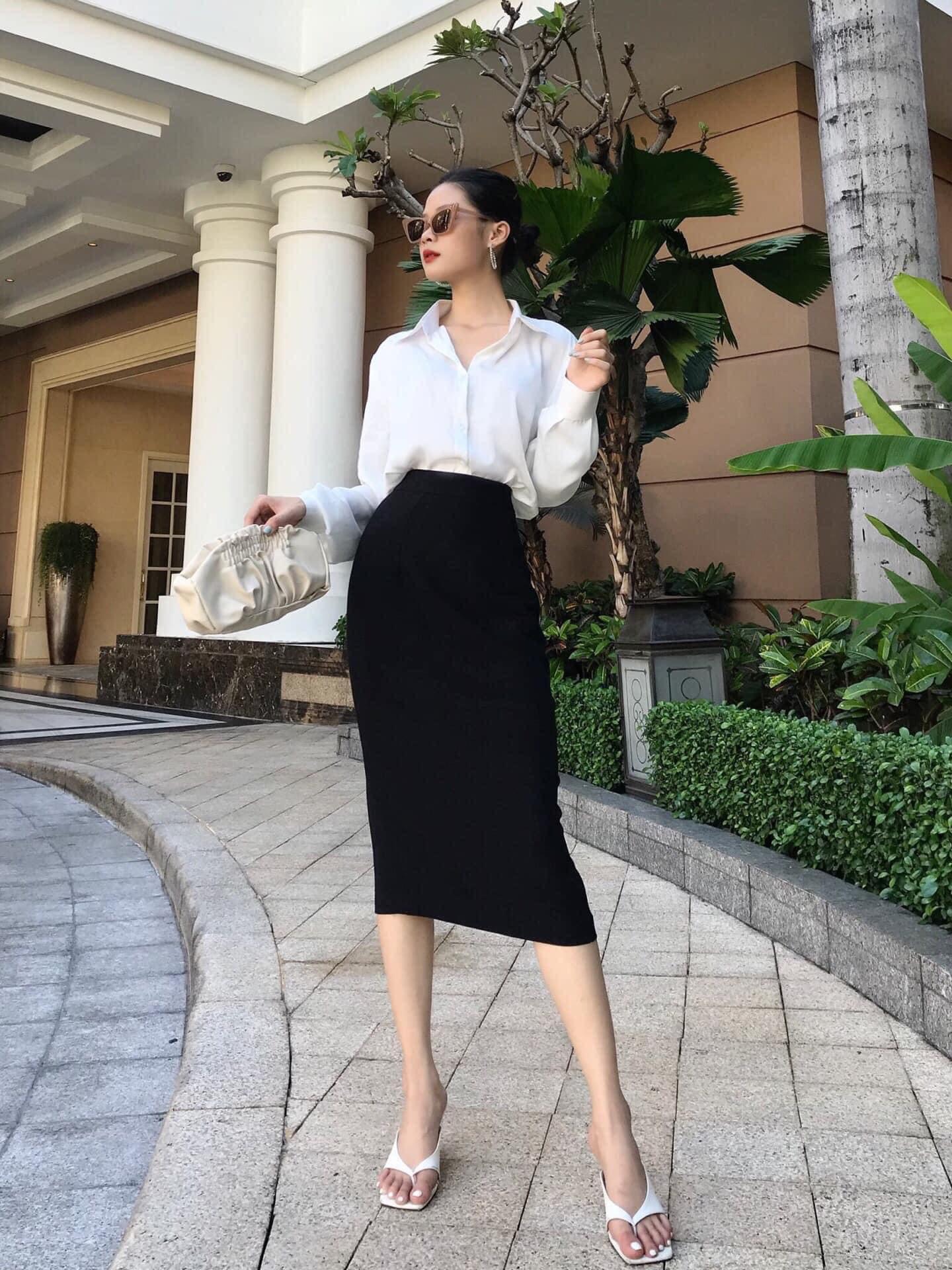 VELLE DESIGN Chân váy bút chì Sara chất cotton hàn dày dặn, co giãn tốt, không nhăn