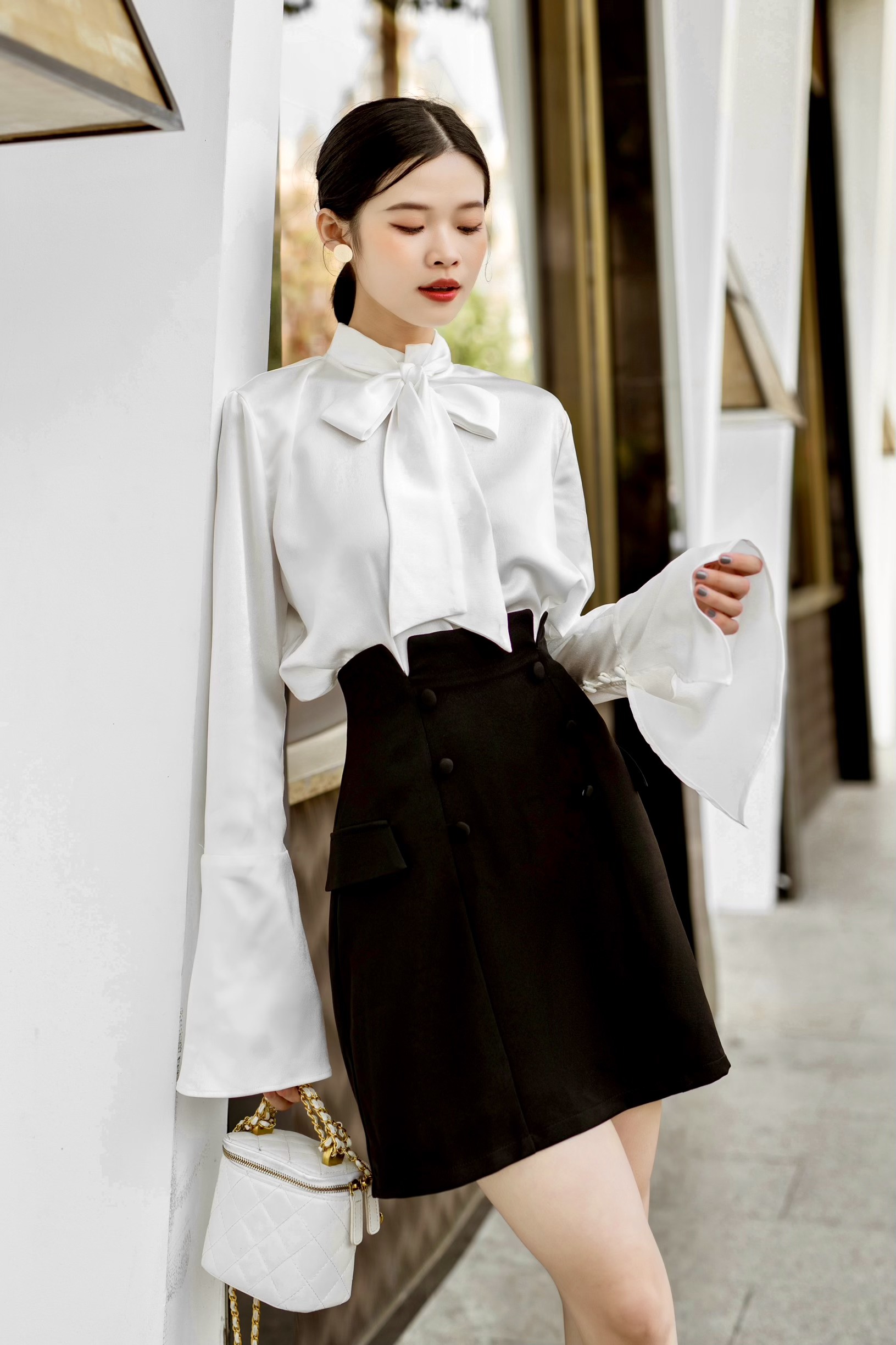 VELLE DESIGN chân váy ngắn công sở Windy chất cotton hàn