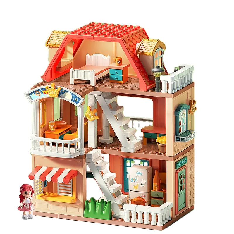 Đồ chơi Lego bộ lắp ghép Lego ngôi nhà búp bê 3 tầng cho trẻ em với thương hiệu Feelo chính hãng - 186 chi tiết .