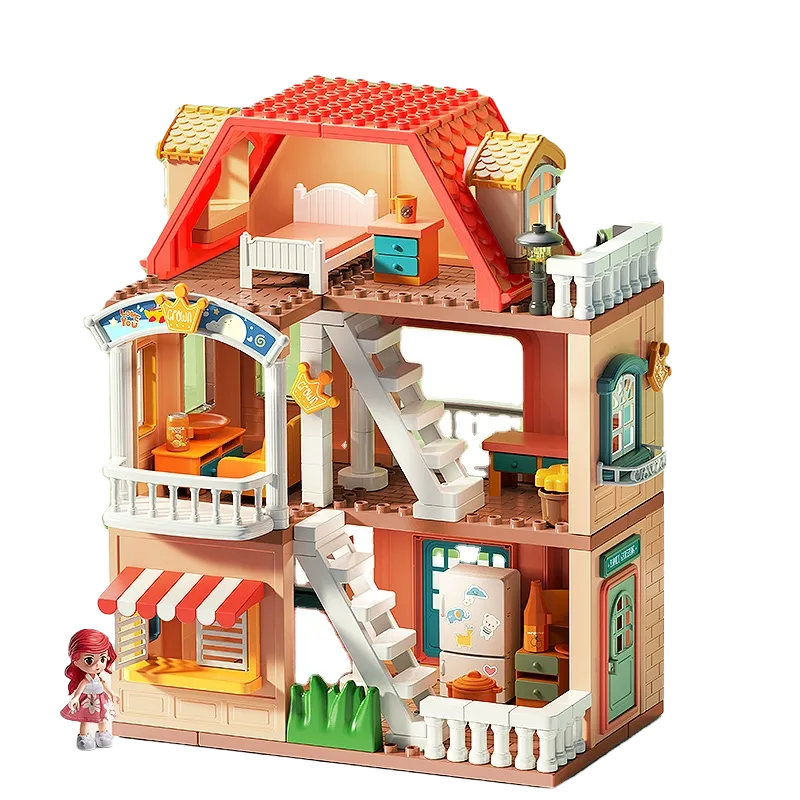 Đồ chơi Lego bộ lắp ghép Lego ngôi nhà búp bê 3 tầng cho trẻ em với thương hiệu Feelo chính hãng - 186 chi tiết .