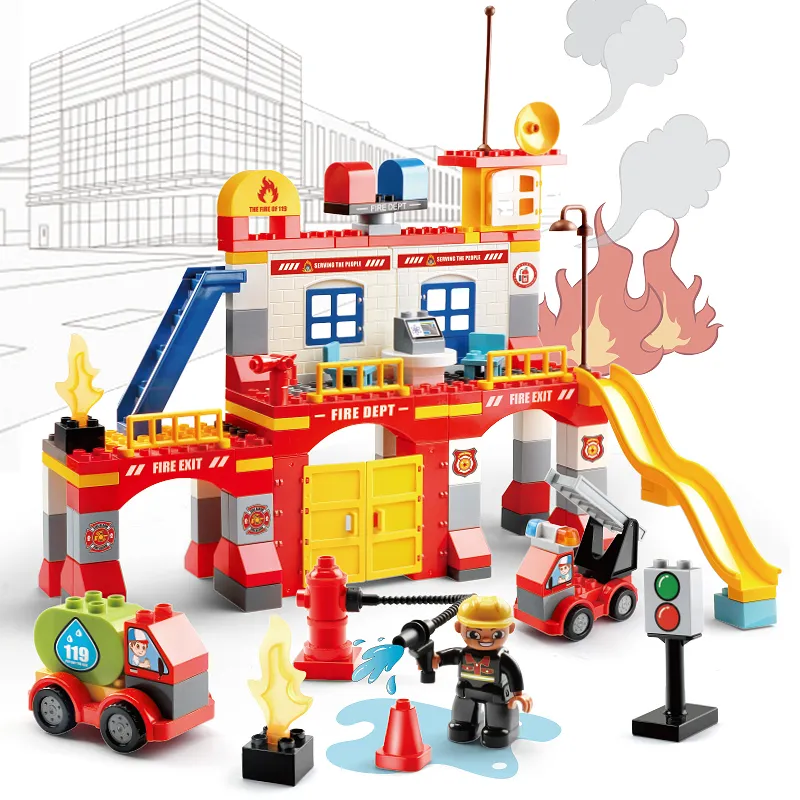 Đồ chơi lego bộ lắp ghép phát triển tư duy Trạm cứu hỏa 145 chi tiết hàng Feelo chính hãng -  FL1663.