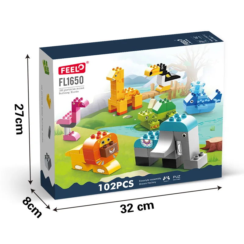 Đồ chơi Lego bộ lắp ghép phát triển tư duy các con vật 102 chi tiết hàng chính hãng FEELO-FL1650.