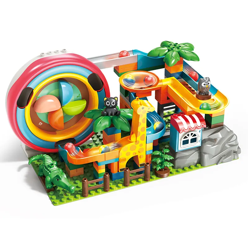 Đồ chơi Lego bộ lắp ghép phát triển tư duy khu vui chơi máng trượt bi + vòng quay 142 chi tiết FL1624