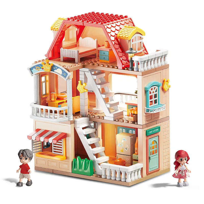 Đồ chơi Lego bộ lắp ghép Lego ngôi nhà búp bê 3 tầng cho trẻ em với thương hiệu Feelo chính hãng - 186 chi tiết .