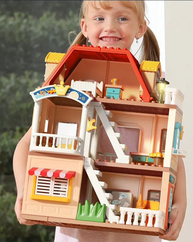 Đồ chơi Lego bộ lắp ghép Lego ngôi nhà búp bê 3 tầng cho trẻ em với thương hiệu Feelo chính hãng - 186 chi tiết .