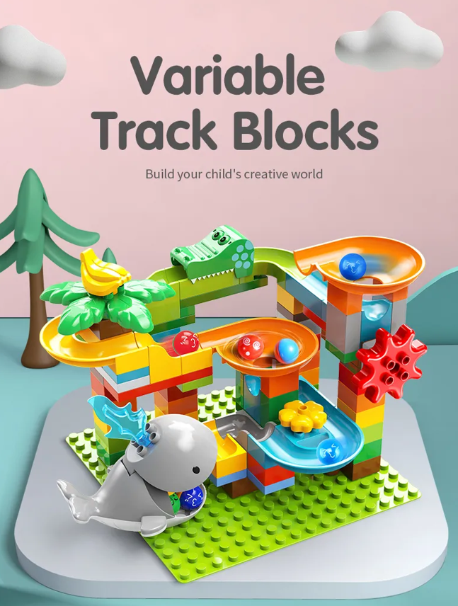 Đồ chơi Lego bộ lắp ghép phát triển tư duy khu vui chơi cầu trượt cá voi hàng Feelo chính hãng 84 chi tiết FL1647.