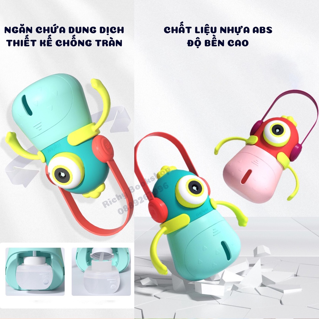 Máy Thổi Bong Bóng Tự Động Kèm Pin Và Dây Đeo Cho Bé - Monster Bubbles Mideer