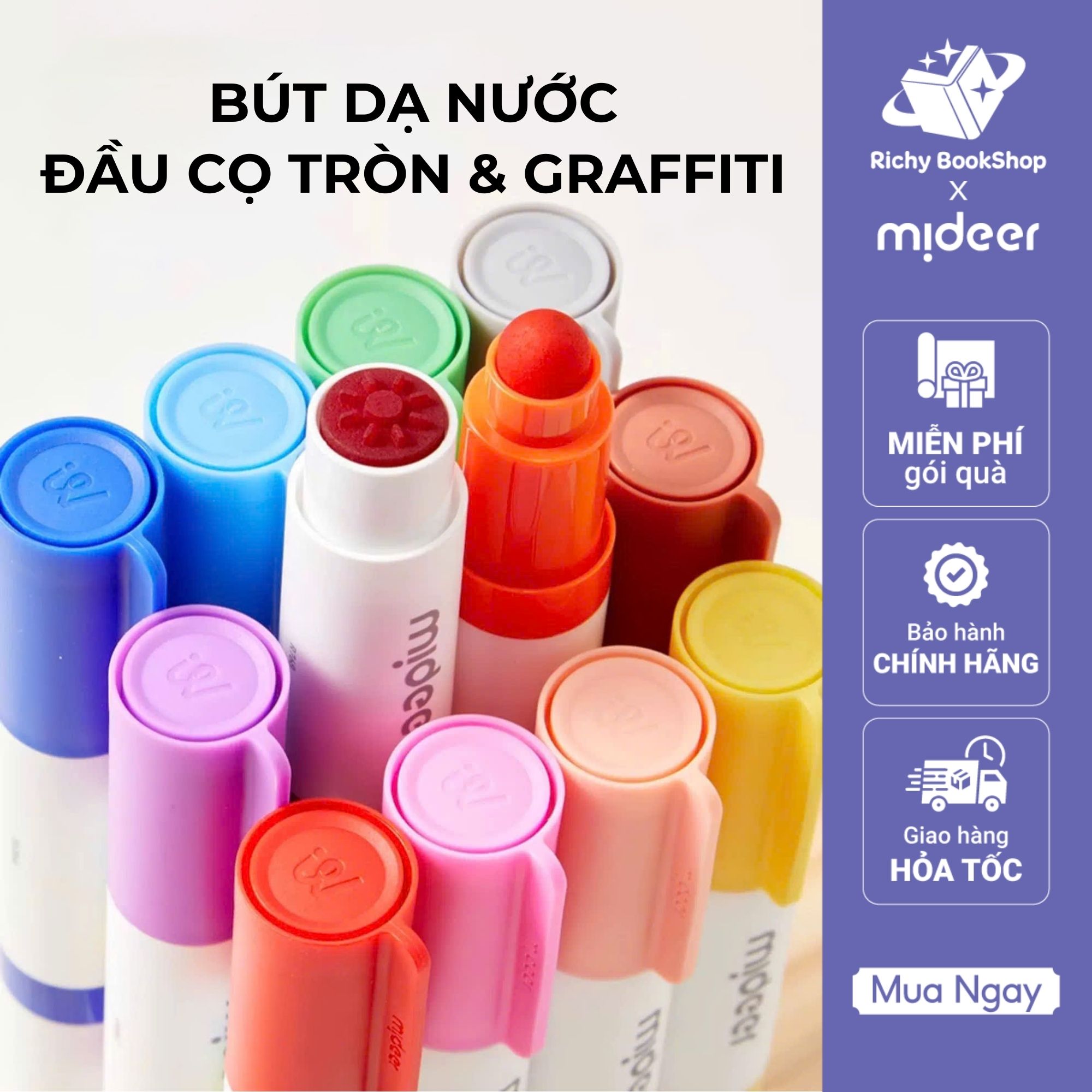Bút màu dạ nước đầu tròn Mideer Round-tip Washable Marker