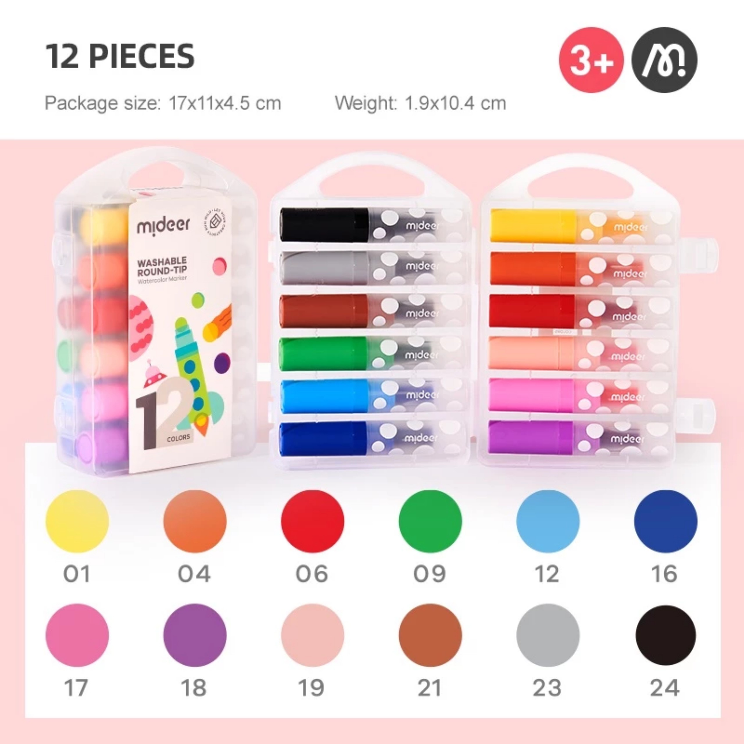 Bút màu dạ nước đầu tròn Mideer Round-tip Washable Marker