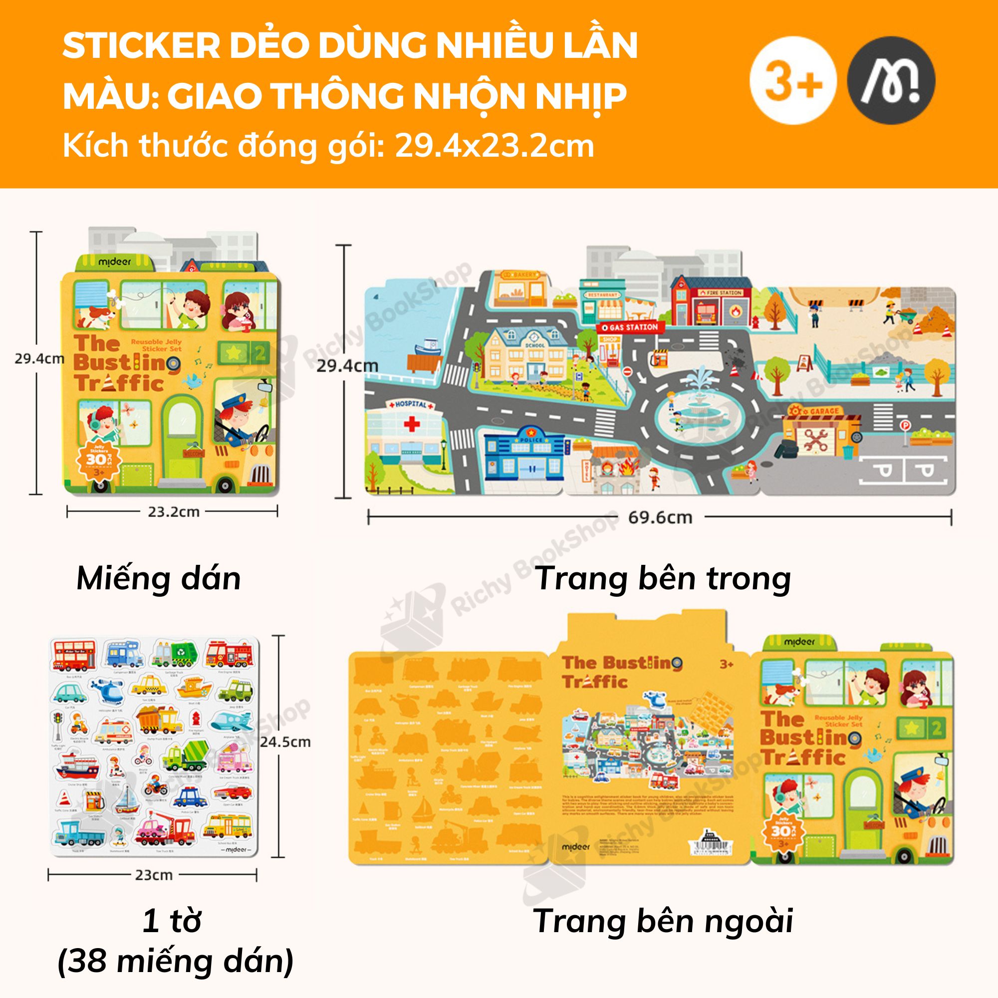 Miếng dán dùng nhiều lần Mideer Reusable Jelly Sticker Set