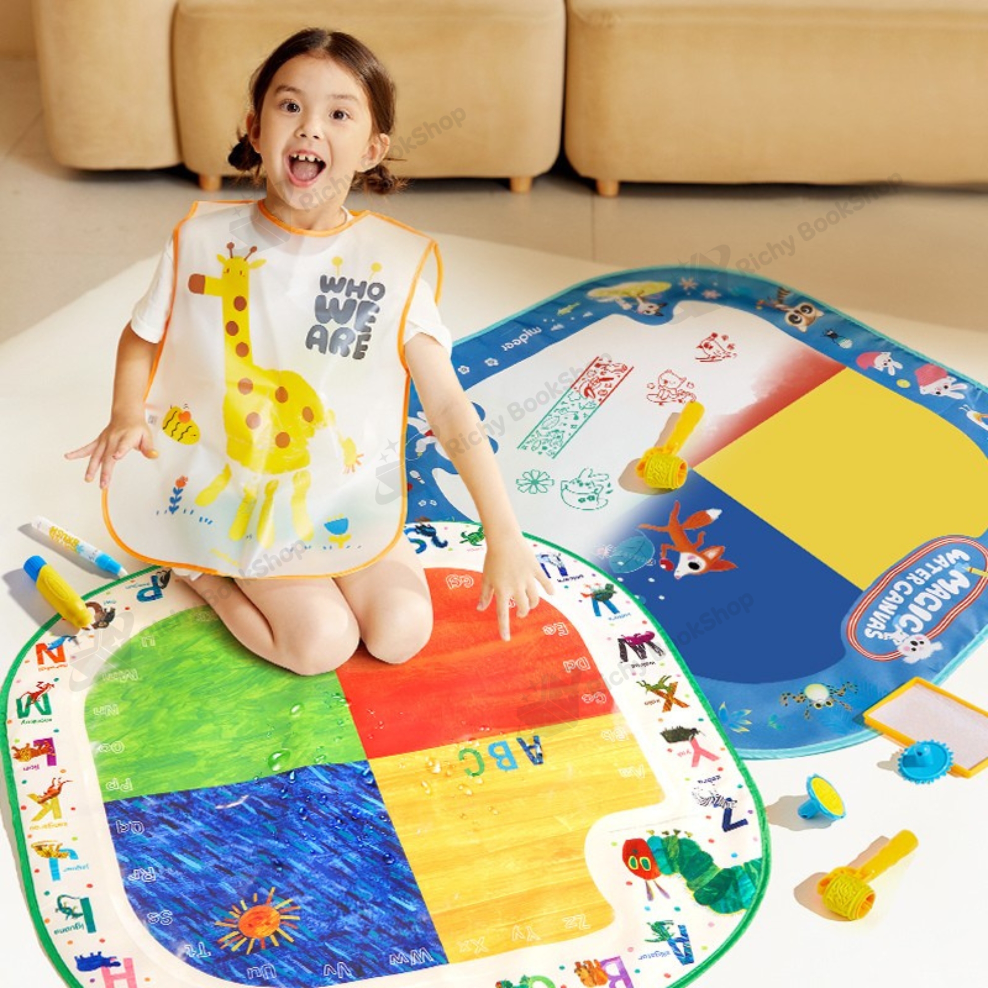 Thảm vẽ tranh nước, tranh tô màu nước ma thuật Mideer Magic Water Doodle Mat