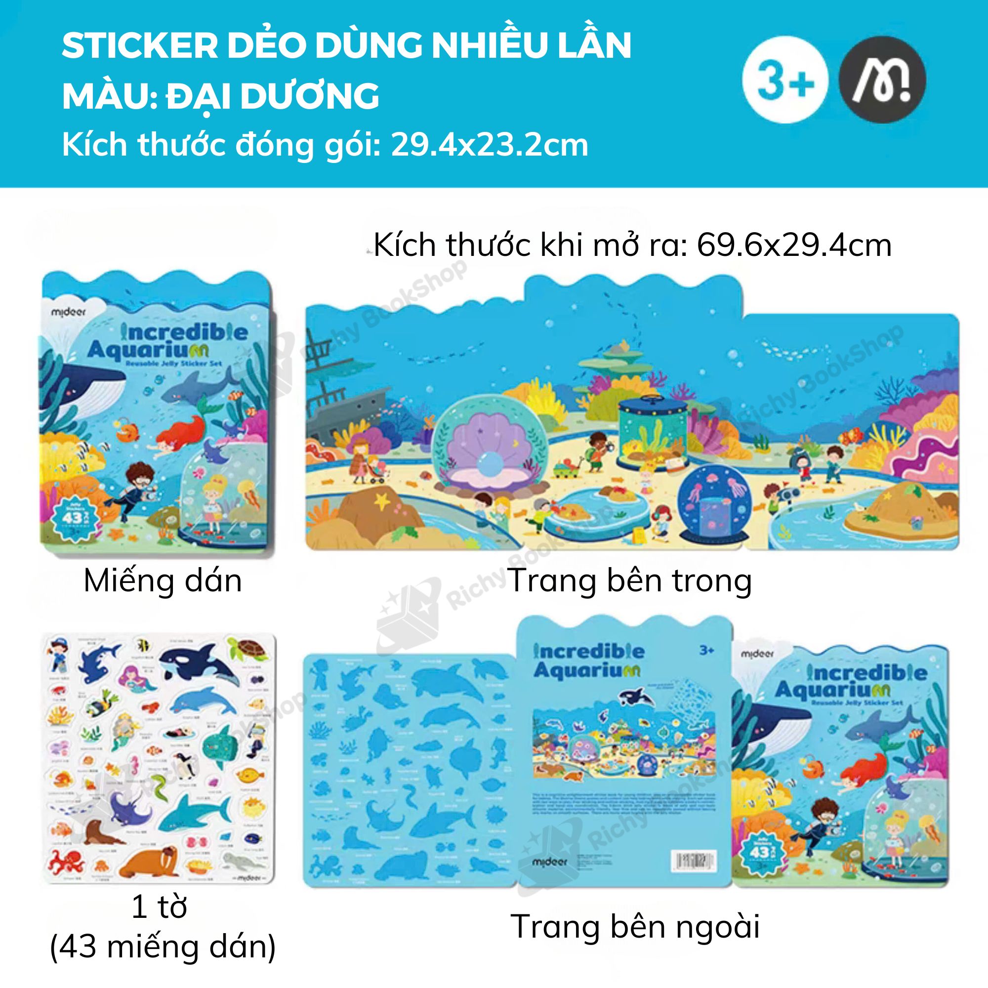 Miếng dán dùng nhiều lần Mideer Reusable Jelly Sticker Set