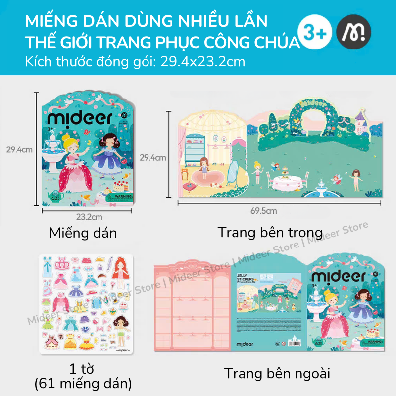 Miếng dán dùng nhiều lần Mideer Reusable Jelly Sticker Set