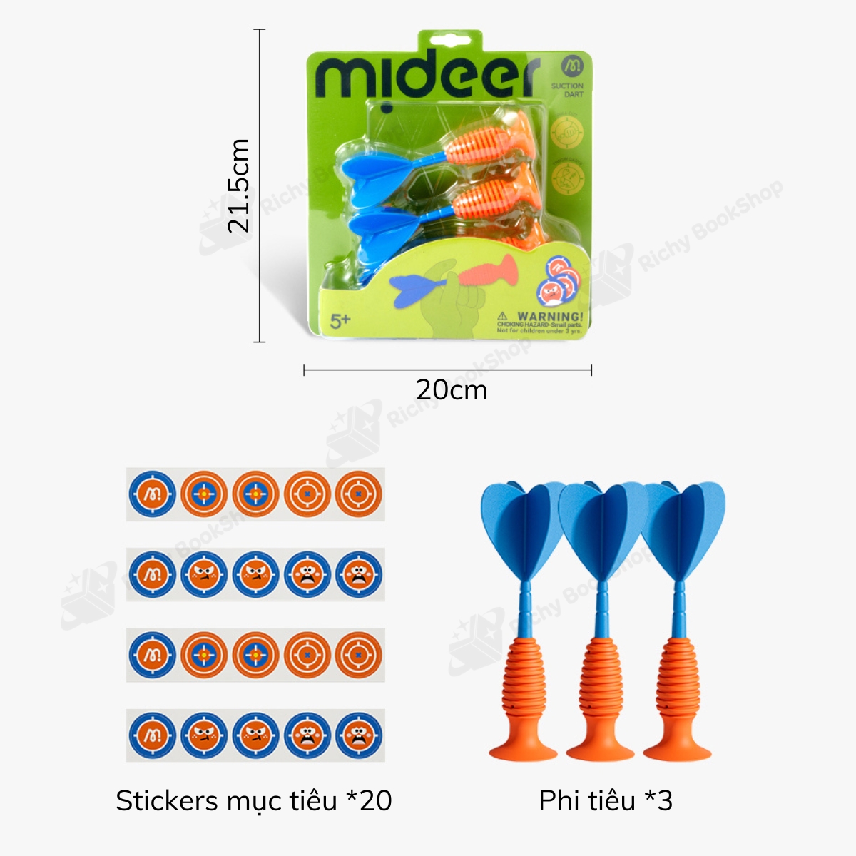 Phi tiêu cao su kèm sticker hồng tâm Mideer Suction Dart, Đồ chơi phi ...