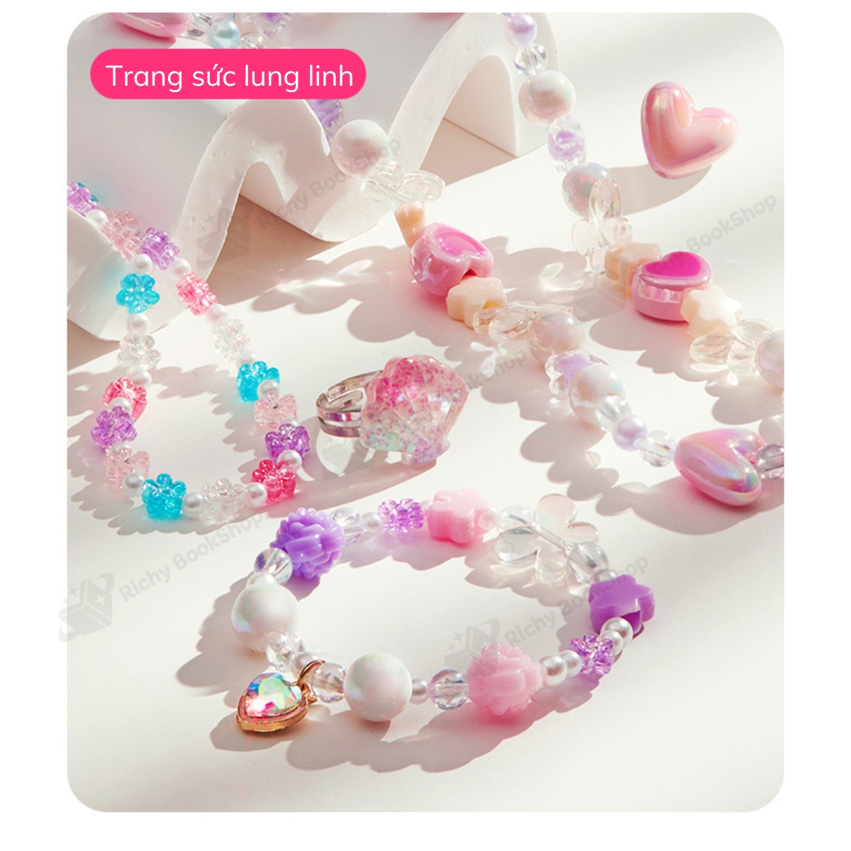 Hộp phụ kiện vòng cổ vòng tay DIY kèm charm Mideer Charm Bracelet Making Kit cho bé gái