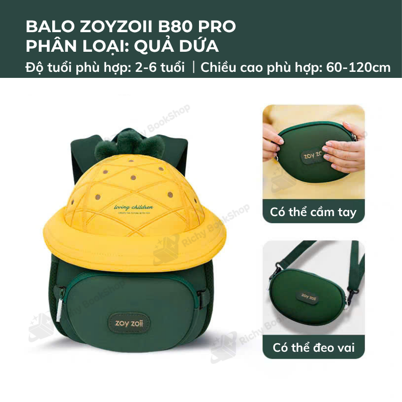 Balo đi học cho bé mầm non Zoyzoii Discovery series hat bag mã B80