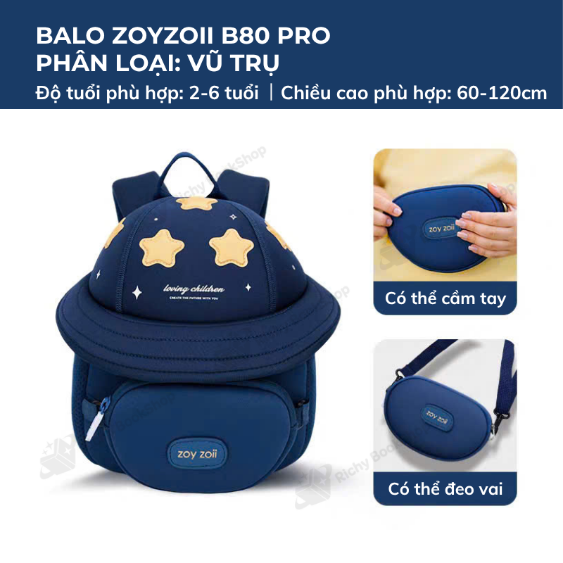 Balo đi học cho bé mầm non Zoyzoii Discovery series hat bag mã B80