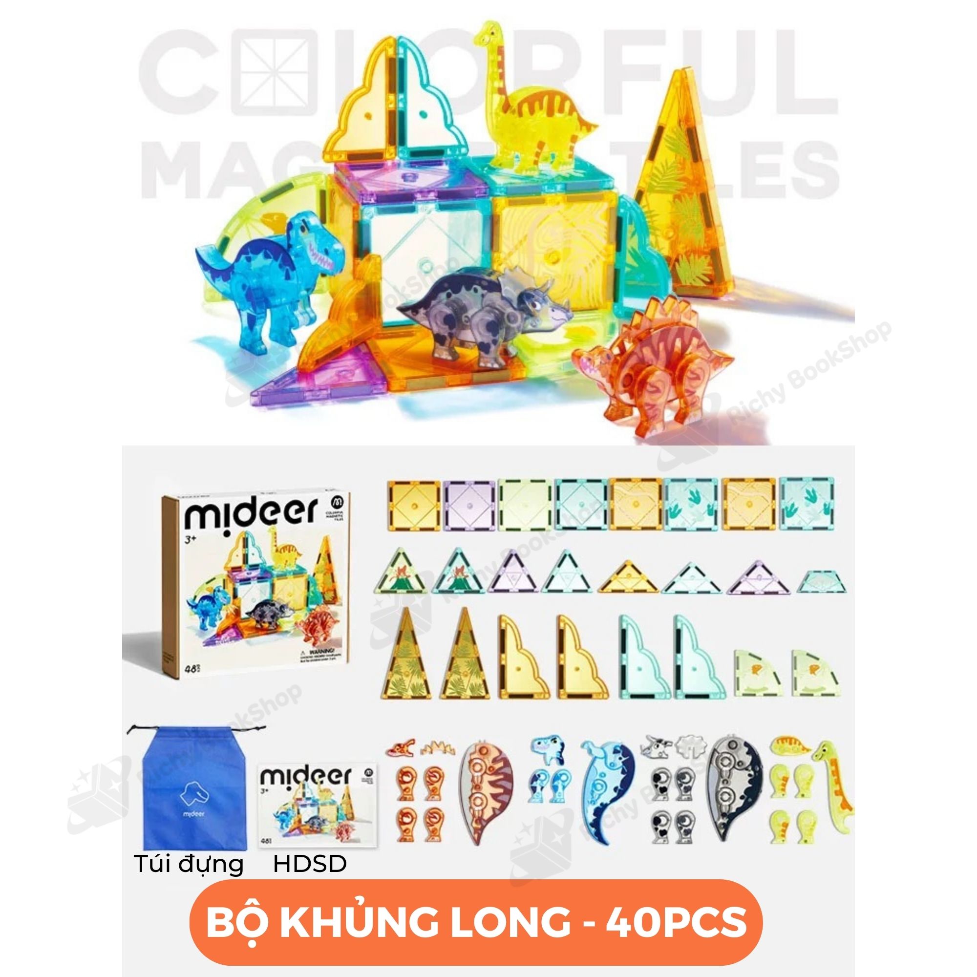 Đồ Chơi Xếp Hình Nam Châm Ánh Sáng Colorful Magnetic Tiles Mideer