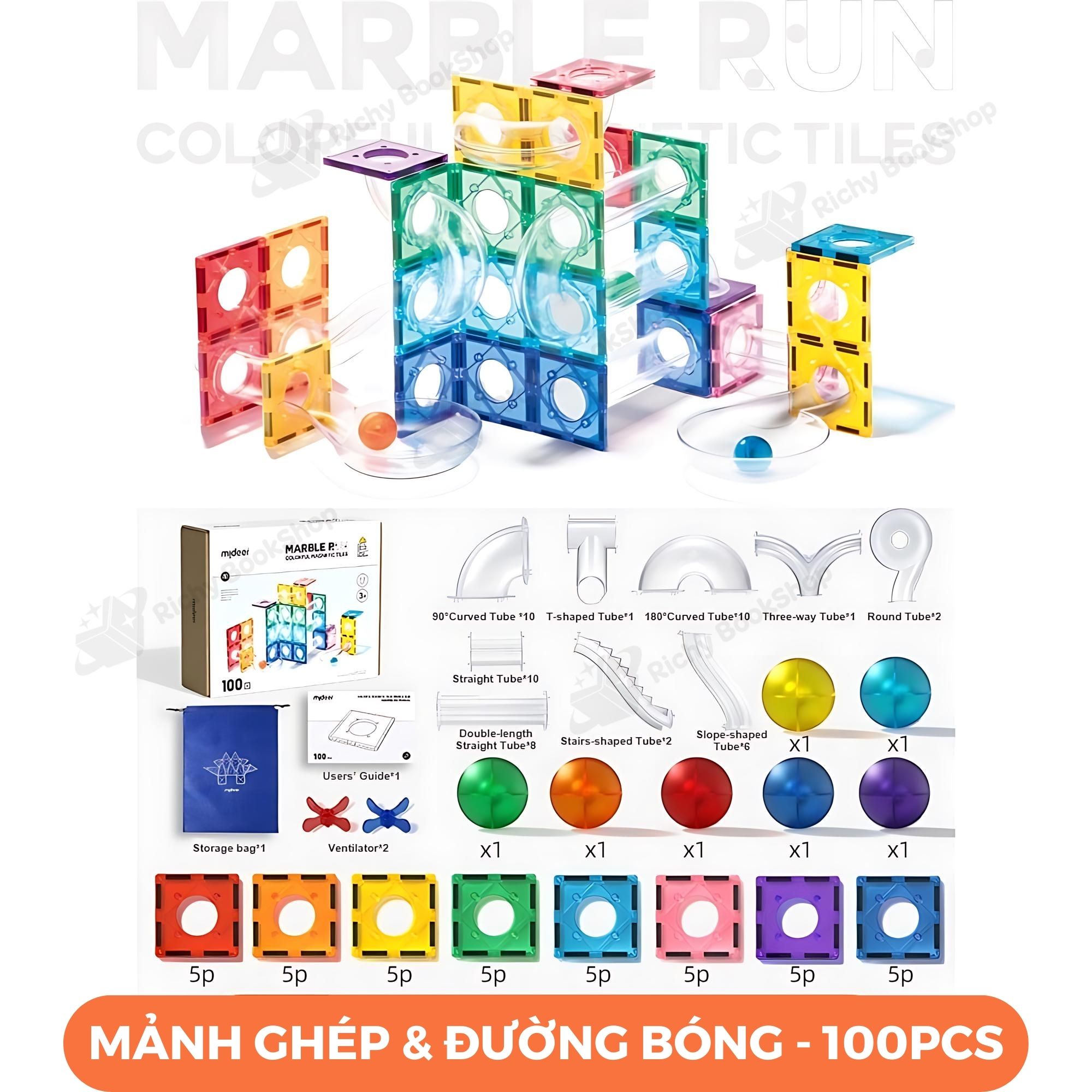 Đồ Chơi Xếp Hình Nam Châm Ánh Sáng Colorful Magnetic Tiles Mideer