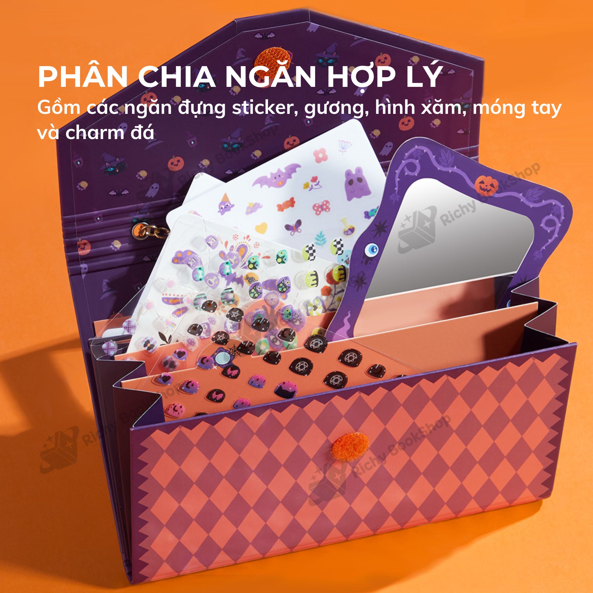 Hình xăm cho bé, dán móng tay phát sáng Mideer Halloween dress up sticker pack