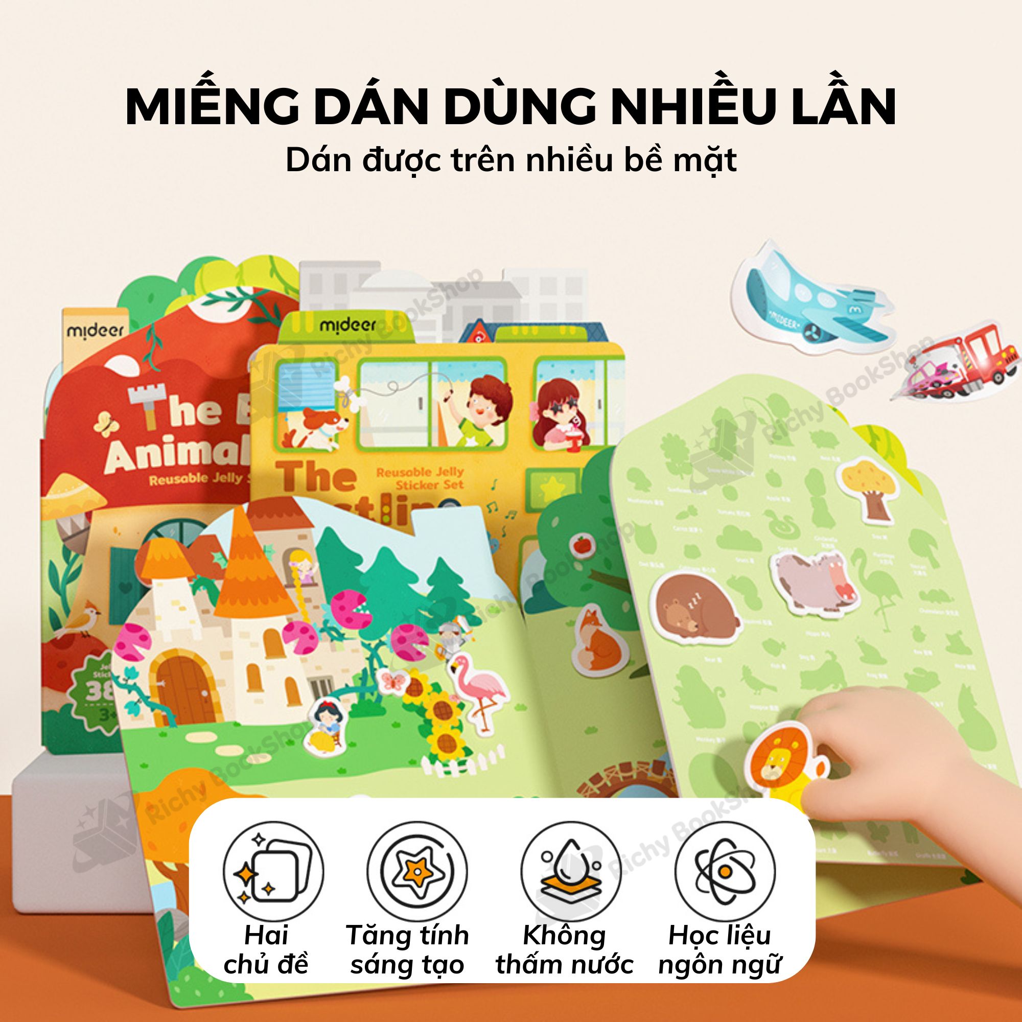 Miếng dán dùng nhiều lần Mideer Reusable Jelly Sticker Set