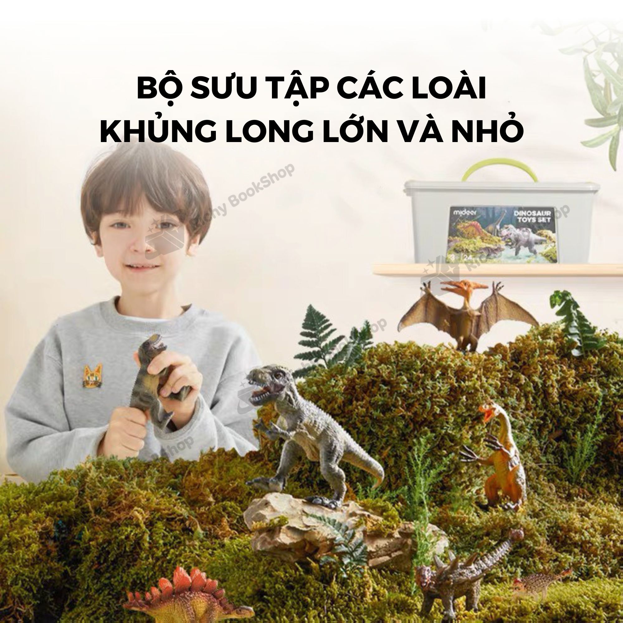 Mô hình khủng long mini cao su mềm Mideer Dinosaur Toys Set jurassic world T-rex spinosaurus