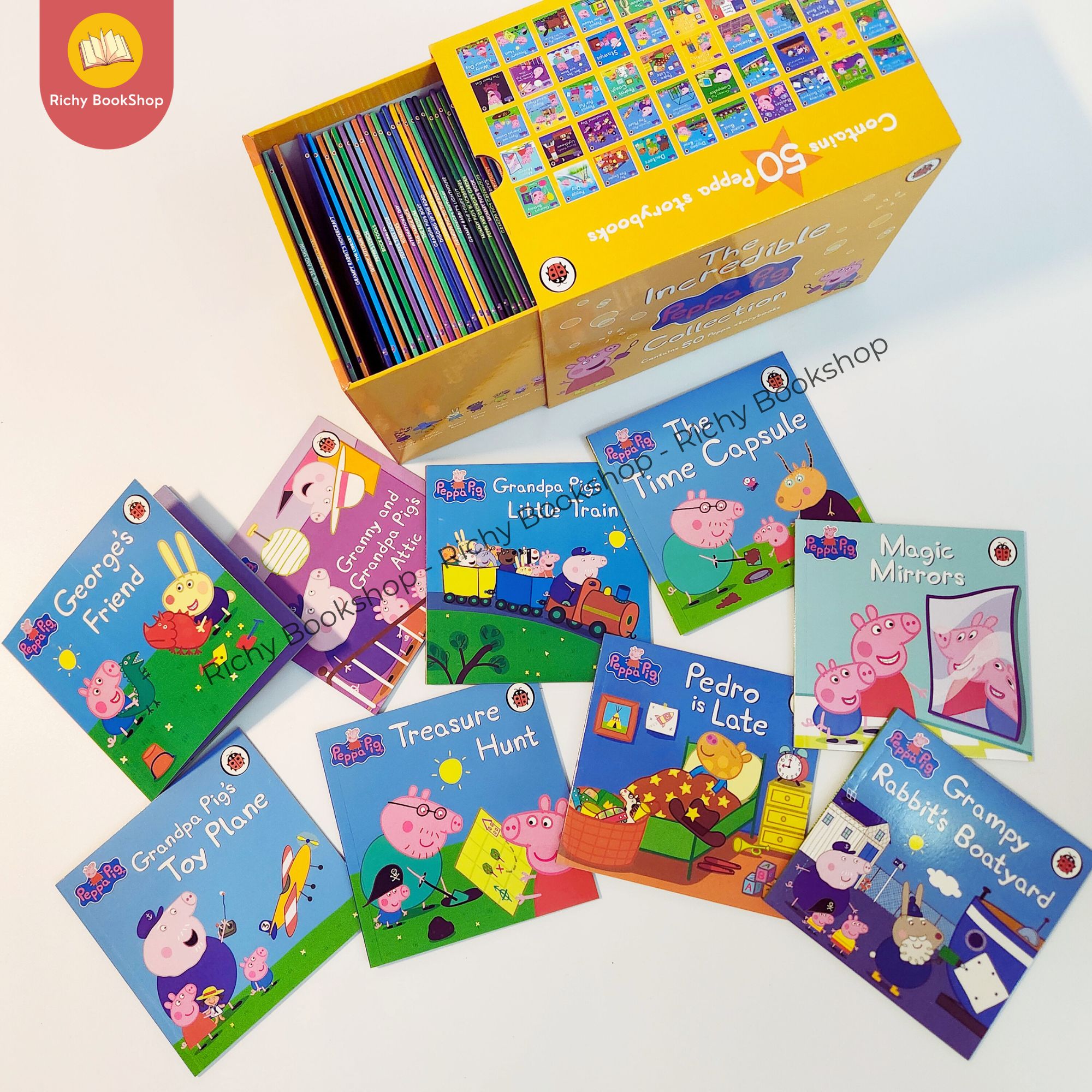 Bộ Peppa Pig vàng - The Incredible Peppa Pig Storybooks Collection - Bộ 50 cuốn nhập khẩu kèm file nghe
