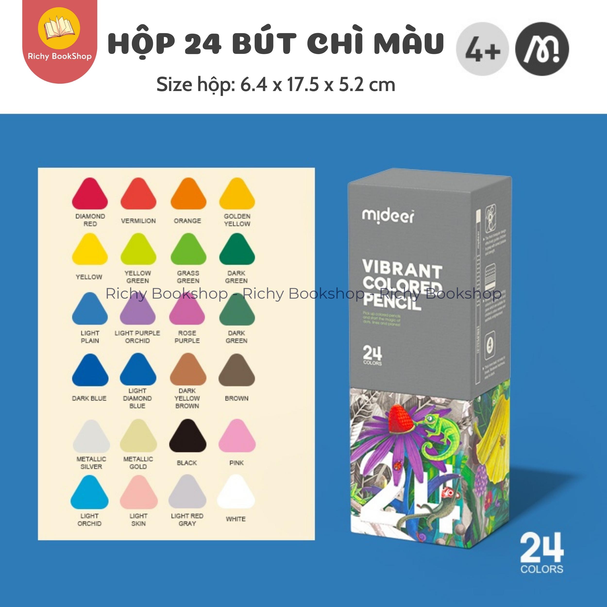 Bút chì màu vẽ tranh cao cấp 24/36/48 màu - Mideer Vibrant Colored Pencil