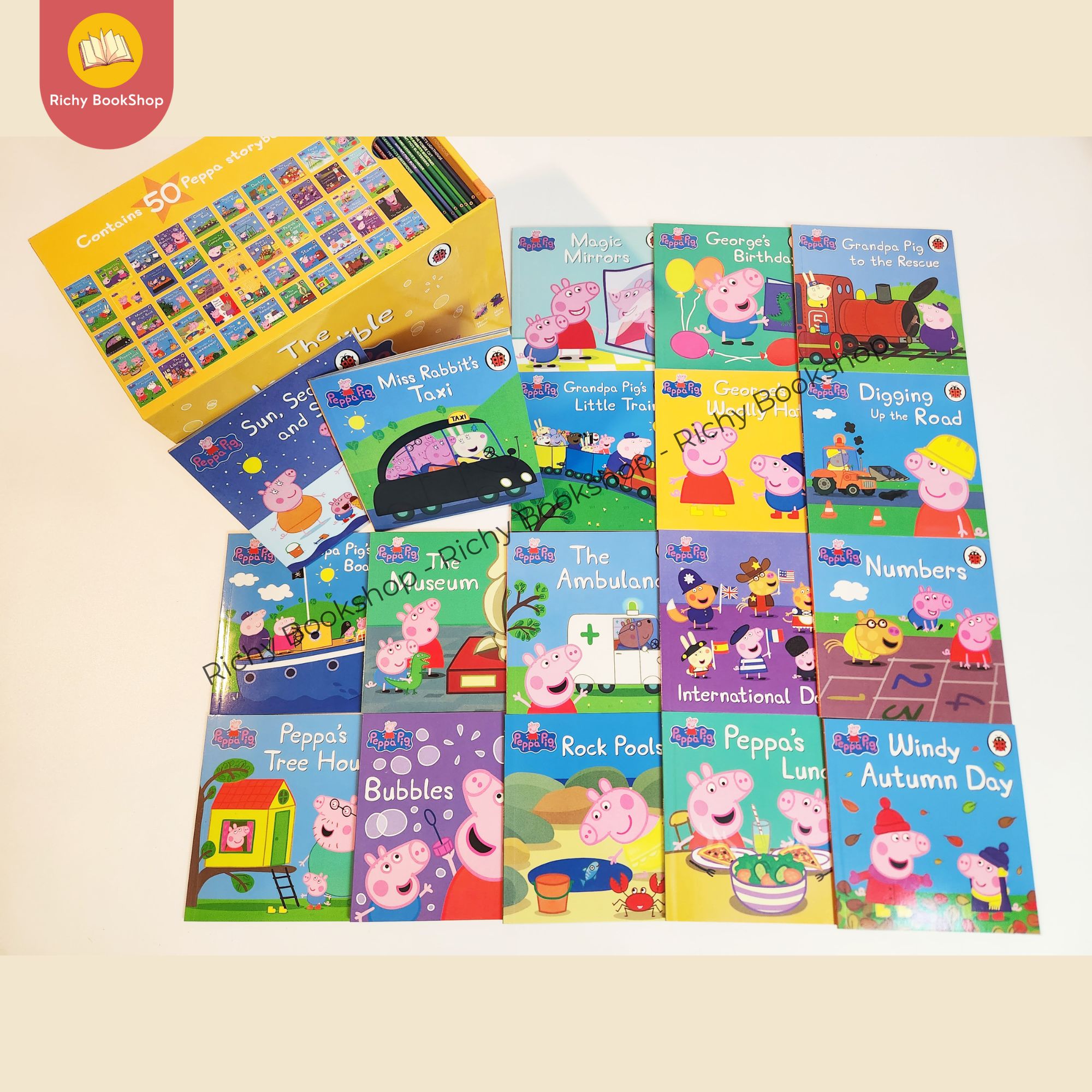 Bộ Peppa Pig vàng - The Incredible Peppa Pig Storybooks Collection - Bộ 50 cuốn nhập khẩu kèm file nghe