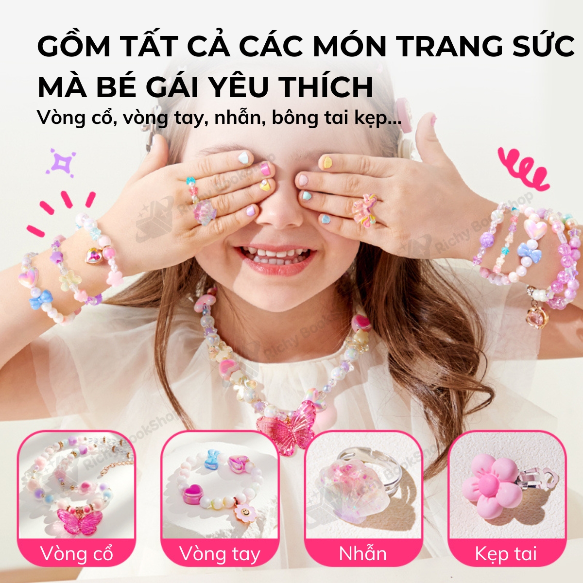 Hộp phụ kiện vòng cổ vòng tay DIY kèm charm Mideer Charm Bracelet Making Kit cho bé gái