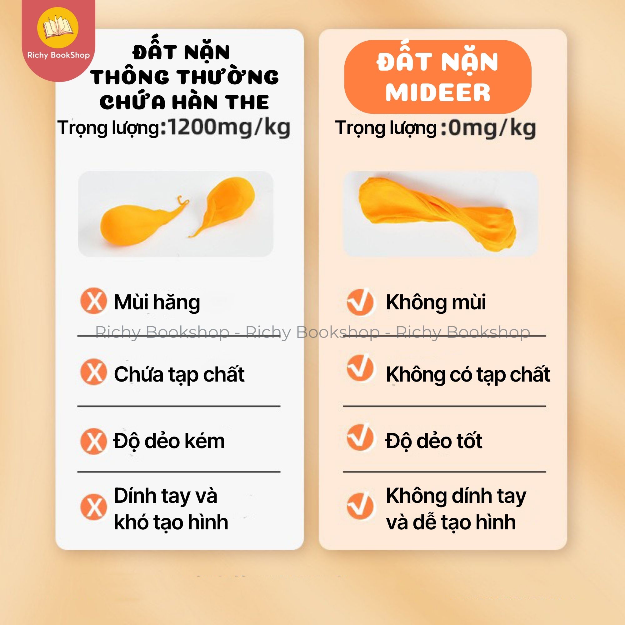 [DÙNG 1 LẦN] Đất Nặn, Đất Sét Cao Cấp Không Hàn The - Mideer Borax Free Clay