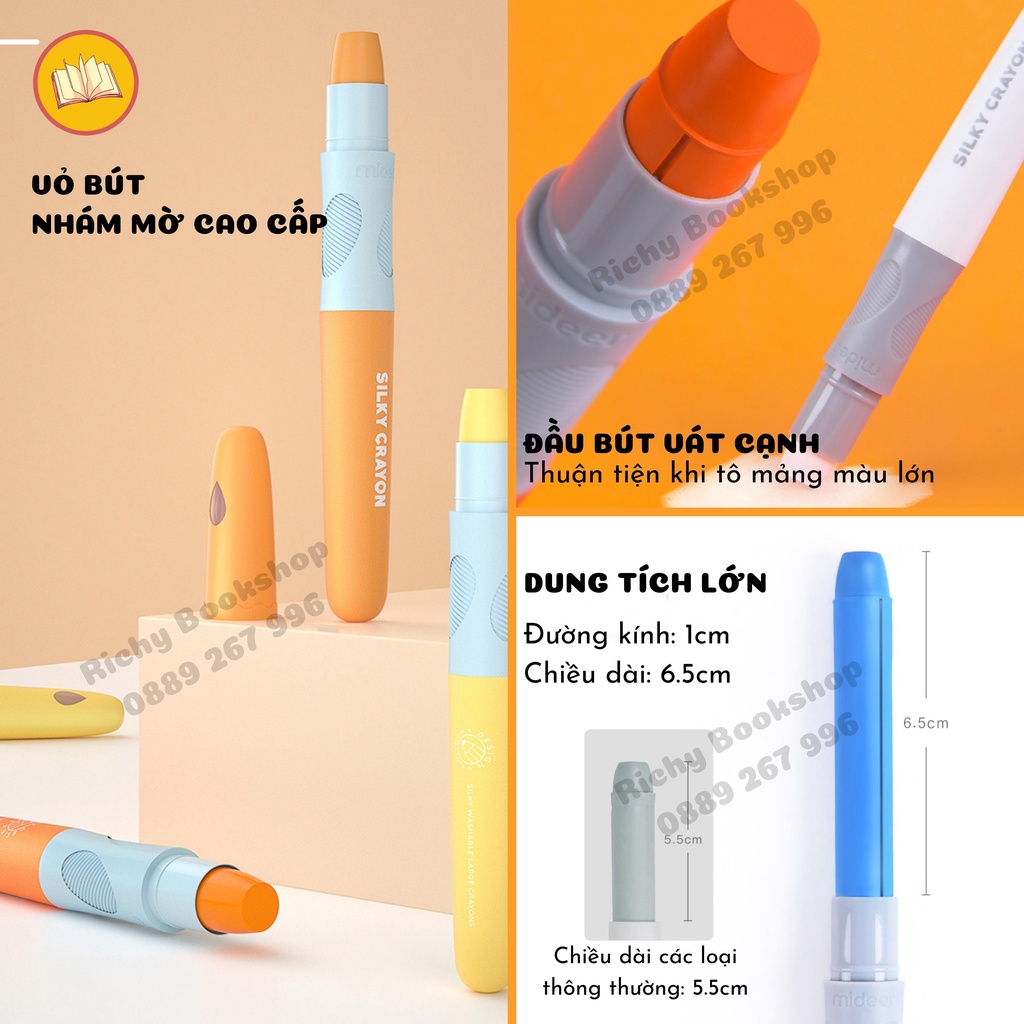 Bút Sáp Màu, Bút Sáp Lụa Hữu Cơ - Mideer Silky Crayon