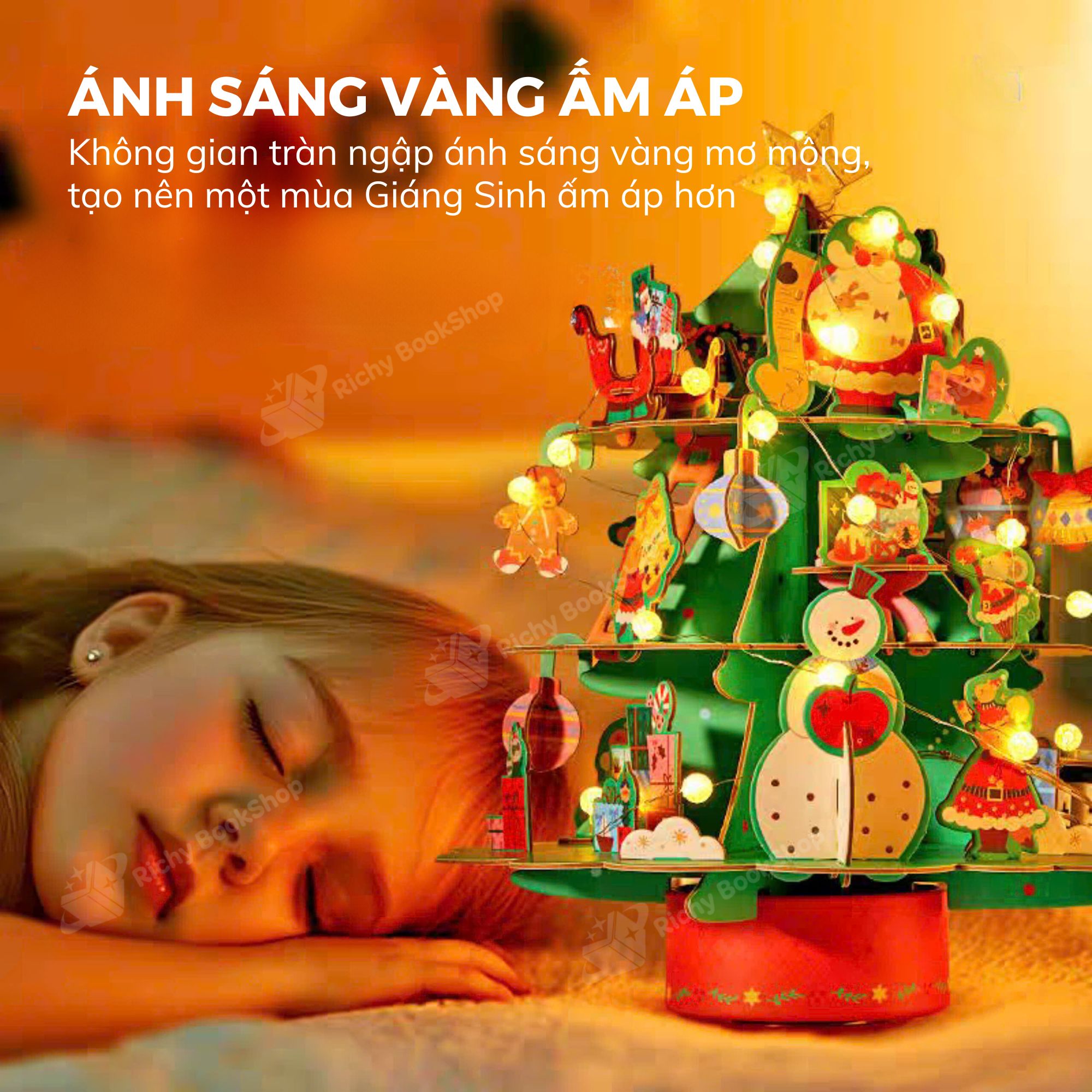 Xếp Hình Cây Thông Noel 3D Kèm Đèn Và Hộp Nhạc Phát Nhạc DIY Mideer: Quà Tặng Giáng Sinh Độc Đáo Cho Bé Yêu