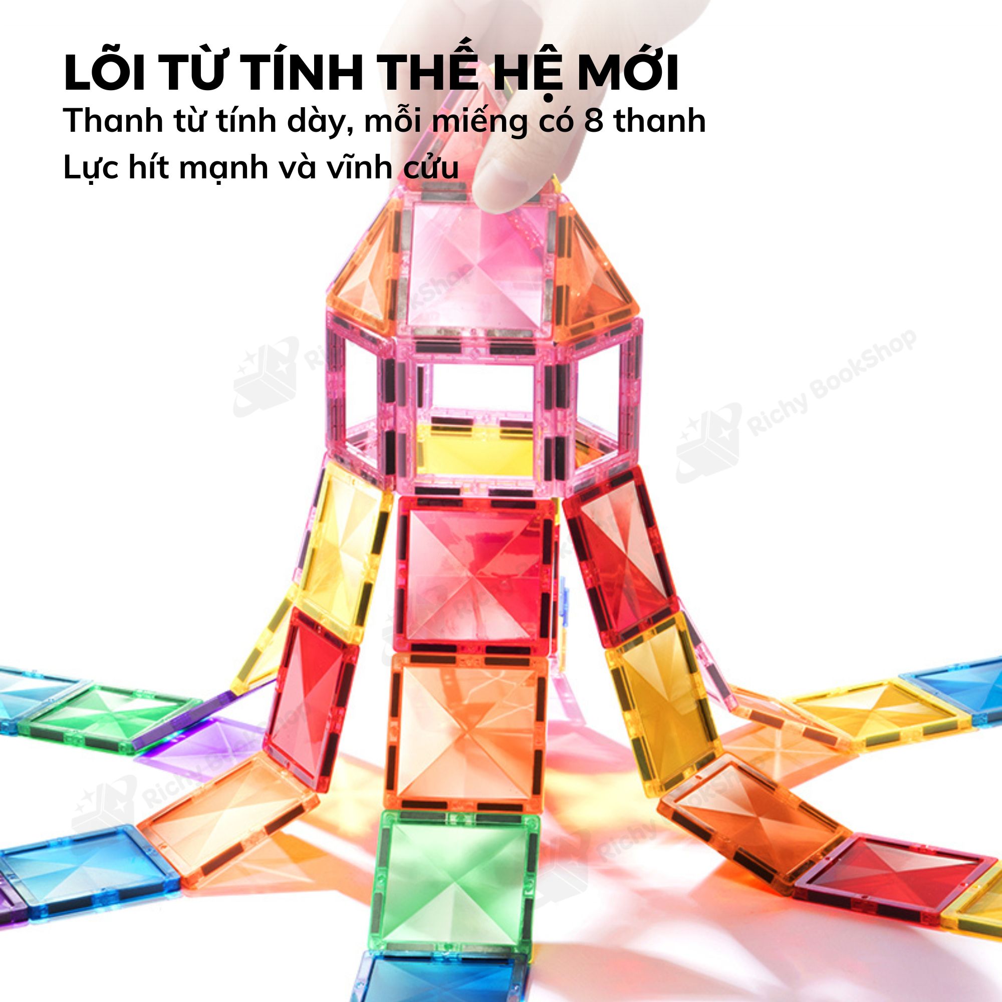 Đồ Chơi Xếp Hình Nam Châm Ánh Sáng Colorful Magnetic Tiles Mideer