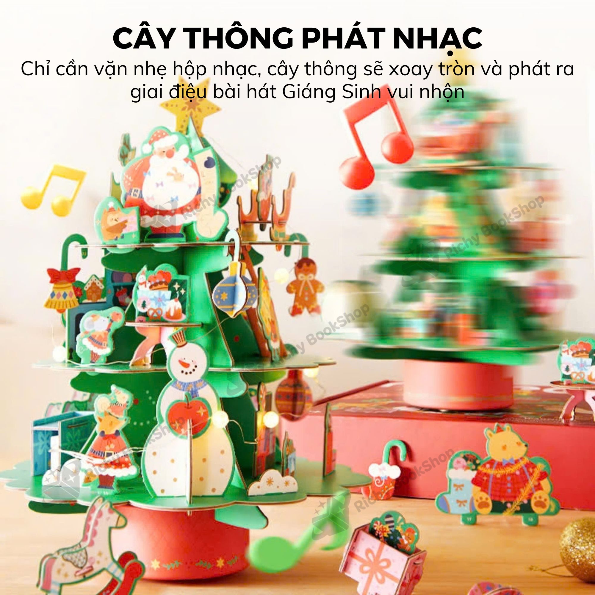 Xếp Hình Cây Thông Noel 3D Kèm Đèn Và Hộp Nhạc Phát Nhạc DIY Mideer: Quà Tặng Giáng Sinh Độc Đáo Cho Bé Yêu