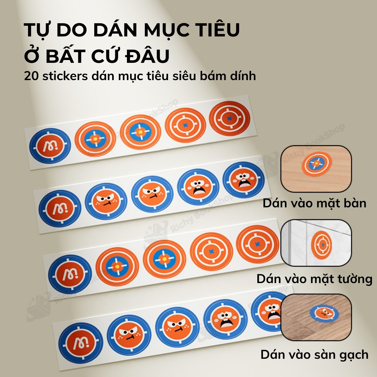 Phi tiêu cao su kèm sticker hồng tâm Mideer Suction Dart, Đồ chơi phi tiêu cho bé