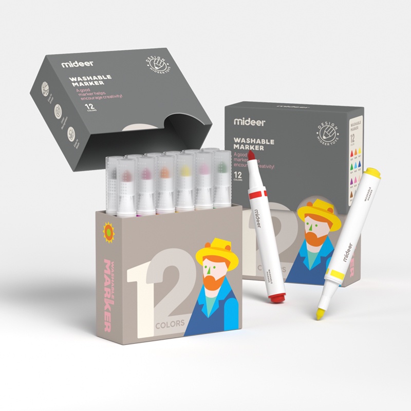 Hộp Bút Dạ Màu Nước An Toàn cho bé Washable Marker MIDEER
