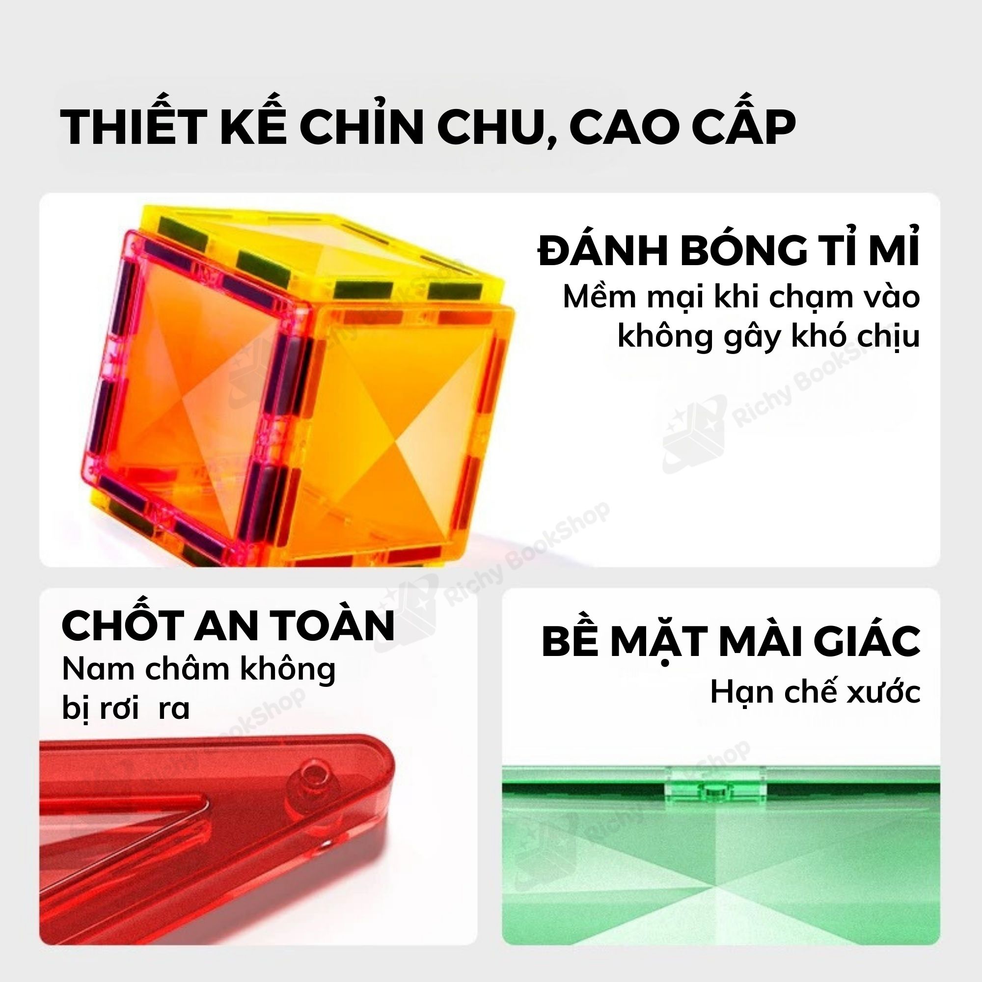 Đồ Chơi Xếp Hình Nam Châm Ánh Sáng Colorful Magnetic Tiles Mideer