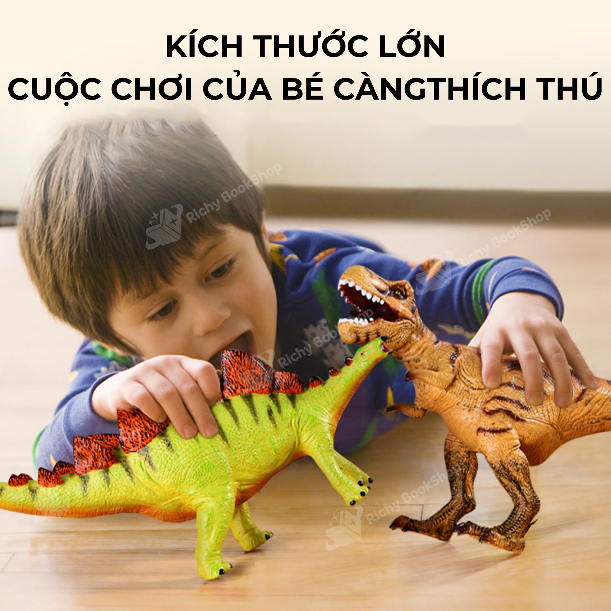 Mô Hình Khủng Long Kỷ Jurassic Size Lớn Cao Cấp, Tyrannosaurus Rex, Triceratops, Stegosaurus, Ankylosaurus
