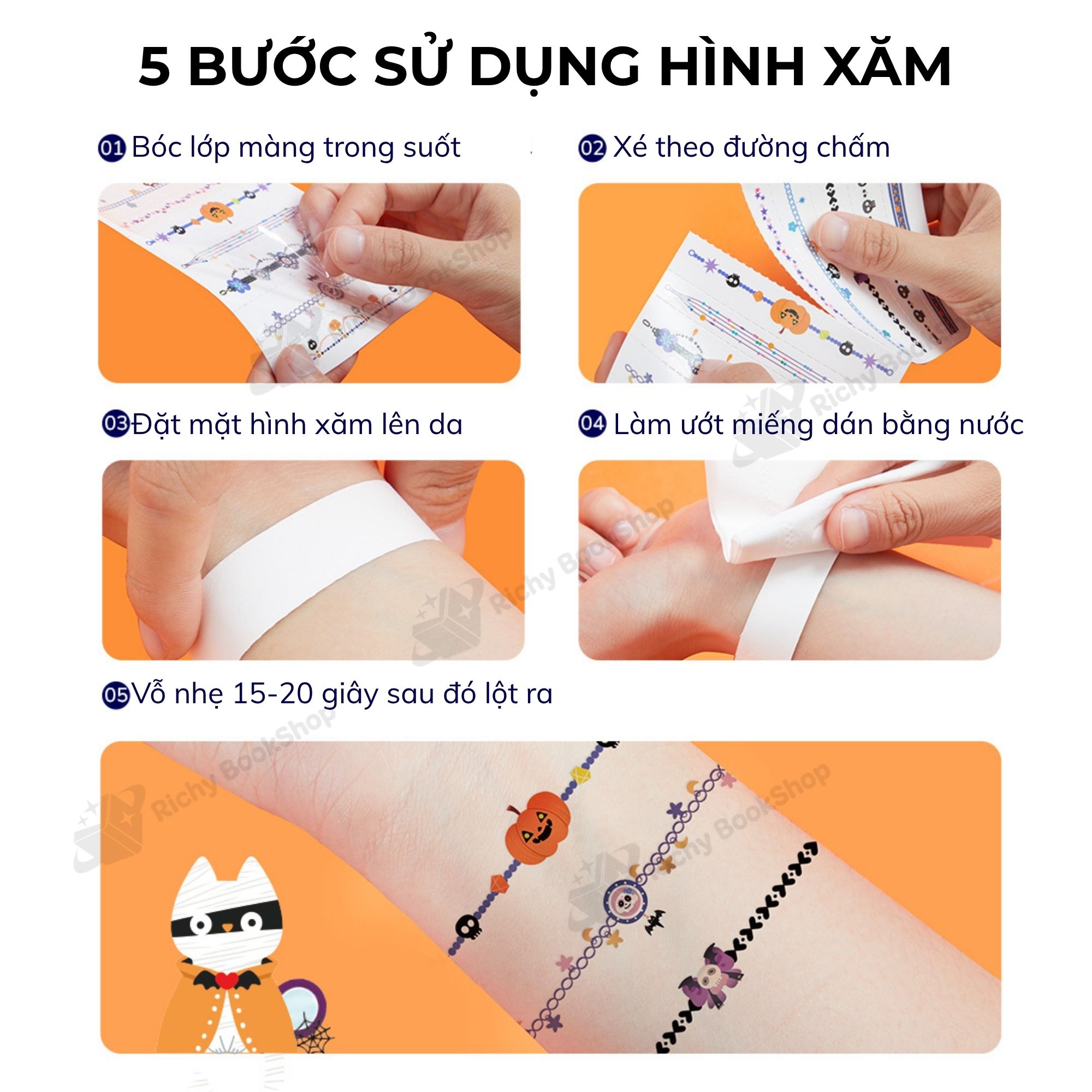 Hình xăm cho bé, dán móng tay phát sáng Mideer Halloween dress up sticker pack