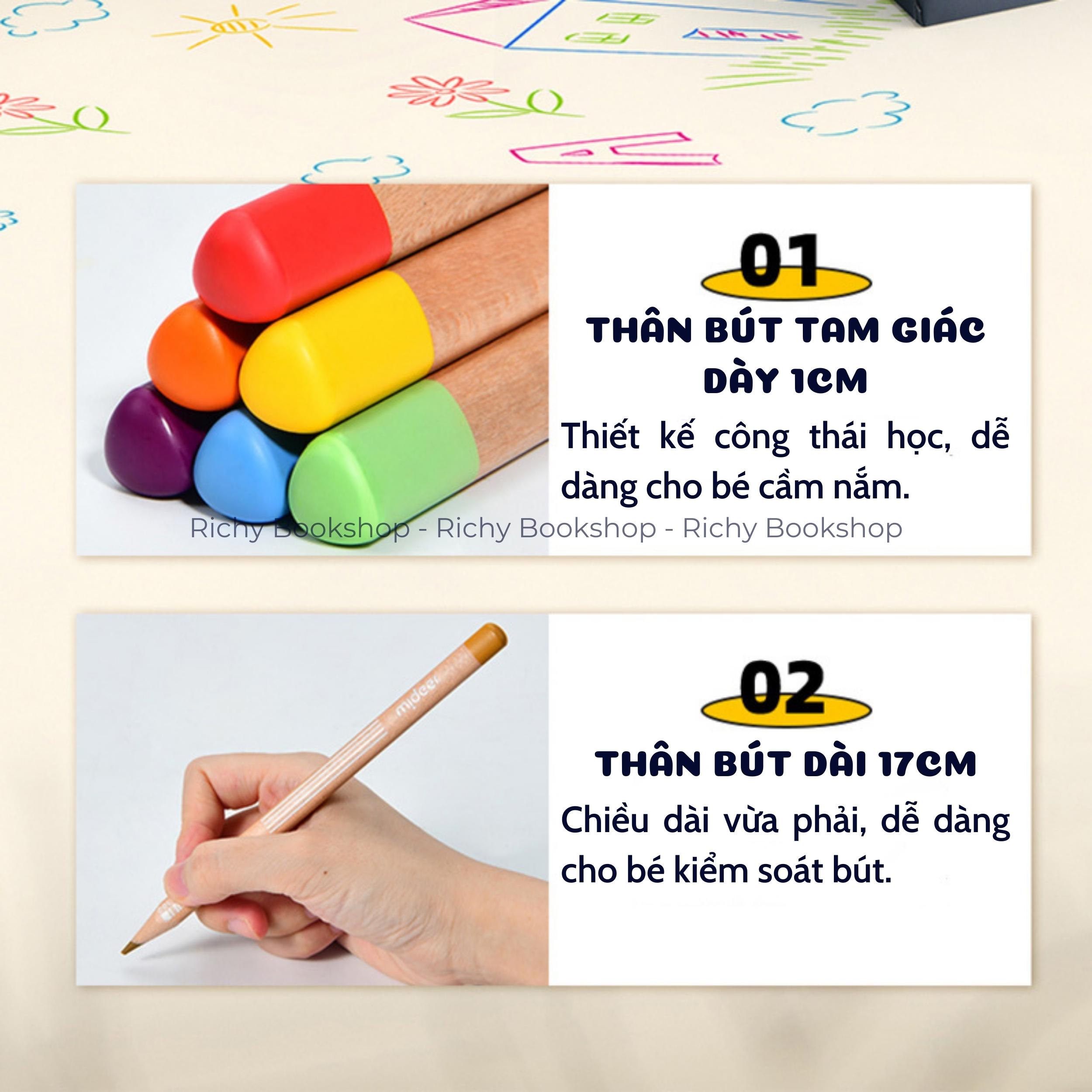 Bút chì màu vẽ tranh cao cấp 24/36/48 màu - Mideer Vibrant Colored Pencil