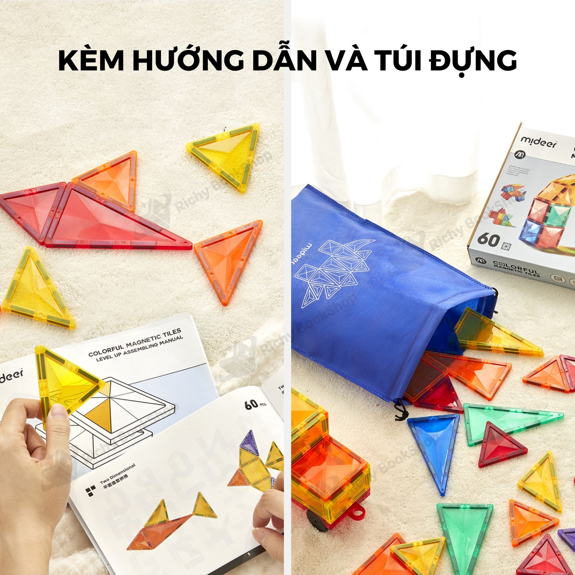 Đồ Chơi Xếp Hình Nam Châm Ánh Sáng Colorful Magnetic Tiles Mideer