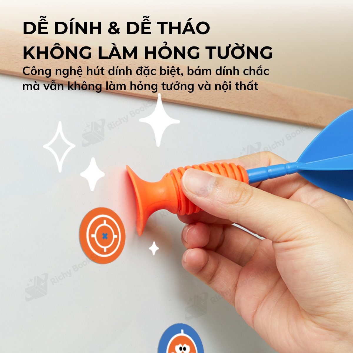 Phi tiêu cao su kèm sticker hồng tâm Mideer Suction Dart, Đồ chơi phi tiêu cho bé