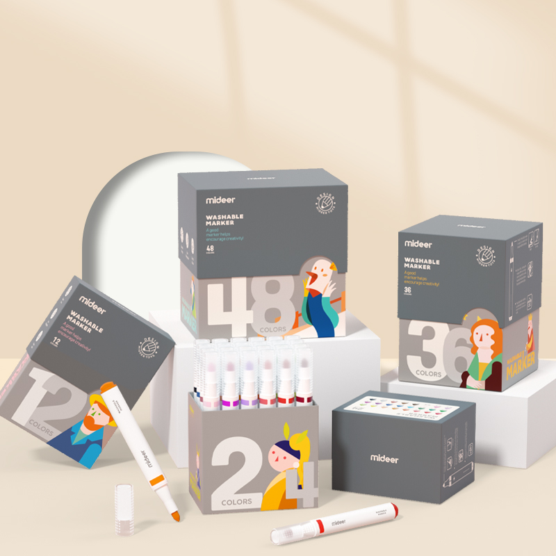 Hộp Bút Dạ Màu Nước An Toàn cho bé Washable Marker MIDEER