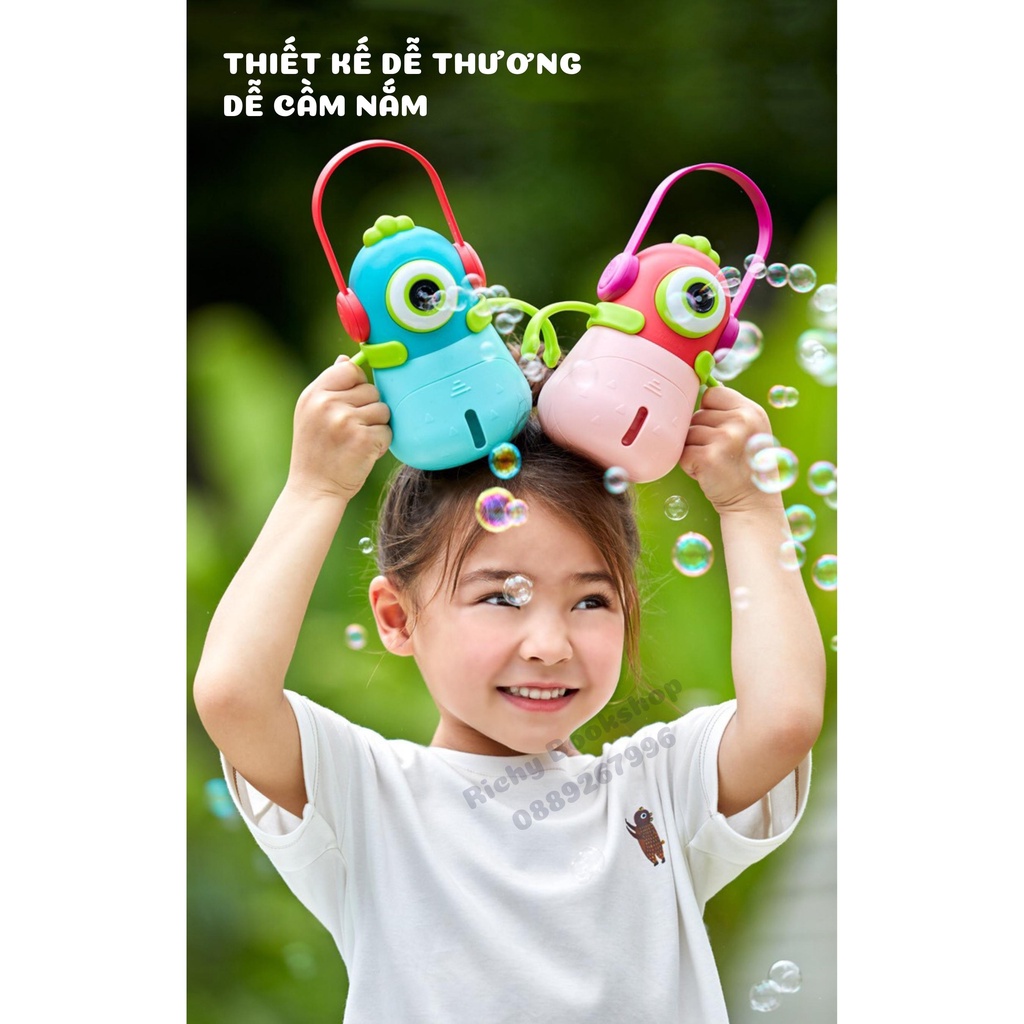 Máy Thổi Bong Bóng Tự Động Kèm Pin Và Dây Đeo Cho Bé - Monster Bubbles Mideer