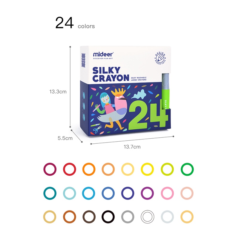 Bút Sáp Màu, Bút Sáp Lụa Hữu Cơ - Mideer Silky Crayon